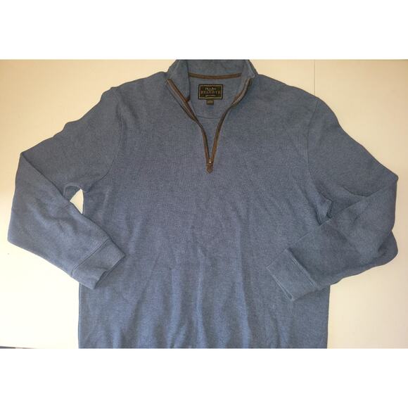 Jos A Bank Reserve Men's Large Blue 1/4 Zip Long Sleeve Cotton Sweater - Picture 1 of 11